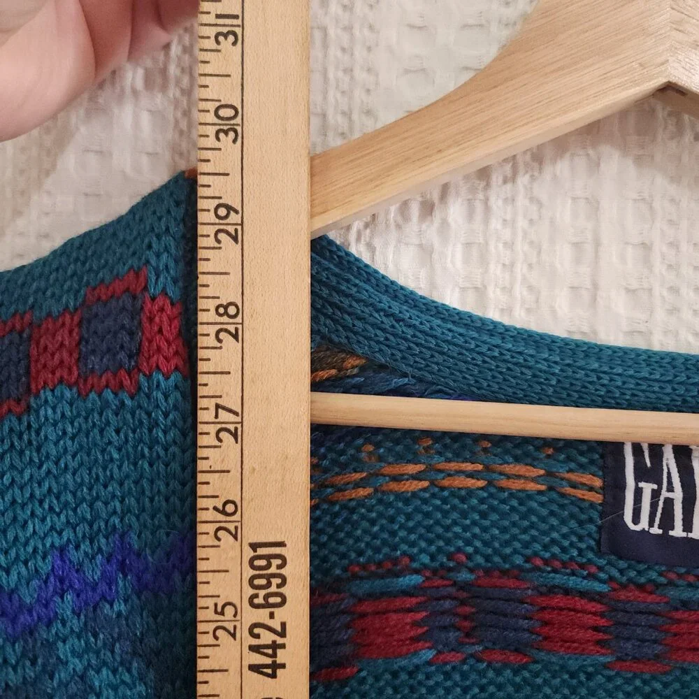 GAP Teal Multicolor Patterned Men's Cardigan